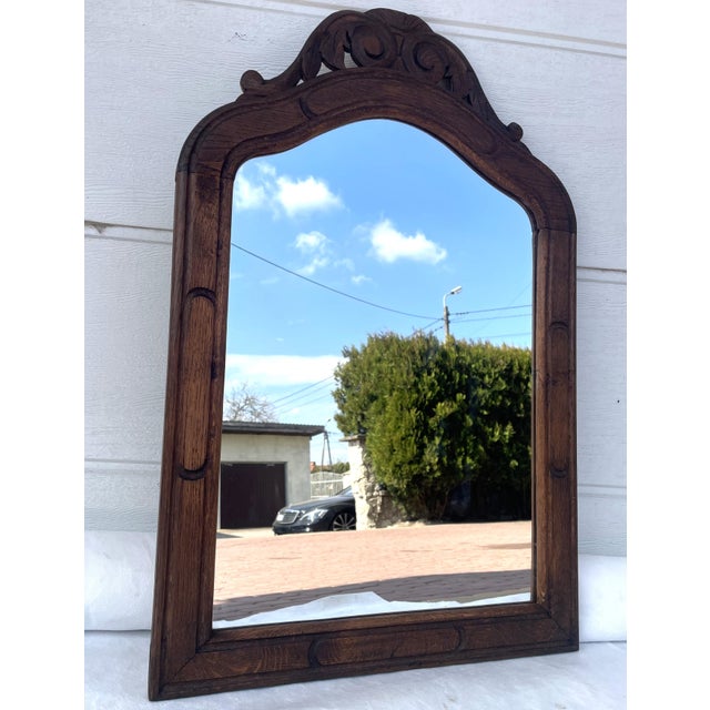 Neo-Baroque Mirror in Oak Frame with Wave Pattern, 1930s For Sale - Image 12 of 12
