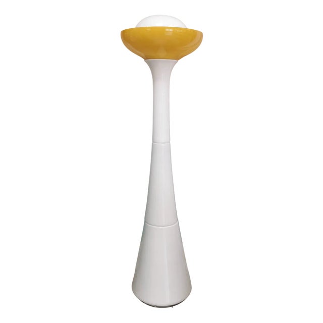 Large White and Yellow Murano Glass Column Lamp, 1960s For Sale