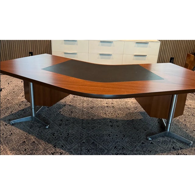 Iconic Boomerang executive desk by Osvaldo Borsani. A beautiful, large executive desk, made from painted solid wood with...