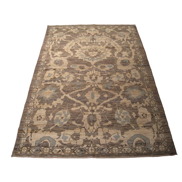 Turkish Turkish Sultanabad Wool 6x9 Gray, Ivory & Slate Handmade Area Rug #1143045 For Sale - Image 3 of 4