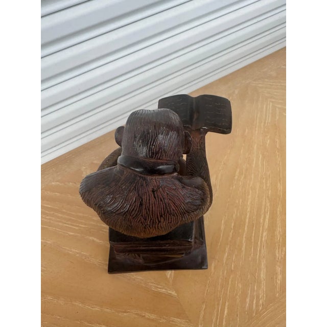 Metal Vintage Darwin Bronze Thinking Monkey Statue For Sale - Image 7 of 7