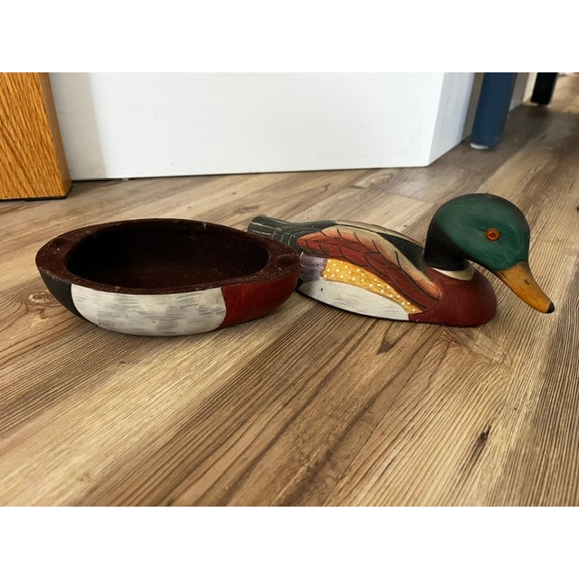 Vintage Ceramic Hand Painted Mallard Duck Trinket Box For Sale In New York - Image 6 of 10