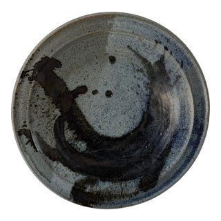1980’s Mid-Century Modern Signed Studio Pottery Glazed Ceramic Charger Plate For Sale