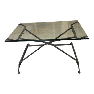 Early 20th Century Attributed Dennis and Leen Wrought Iron Bevelled Glass Top Coffee Table