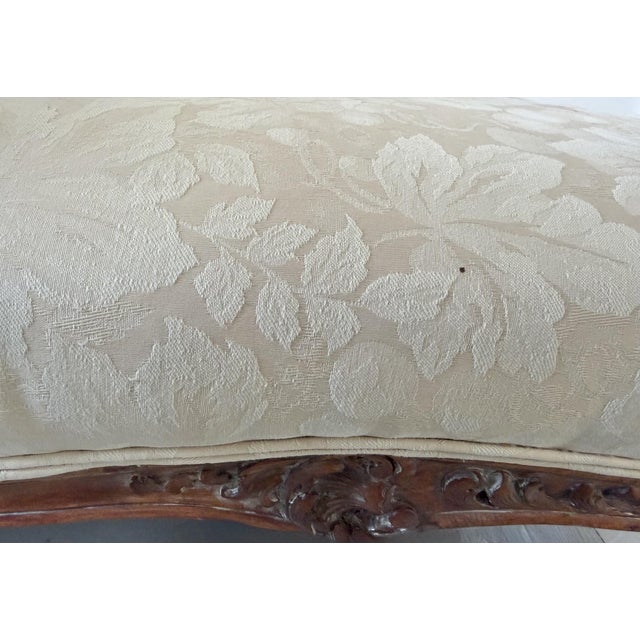 Antique Carved Louis XV Style Chaise Lounge Upholstered in Ivory For Sale - Image 14 of 18