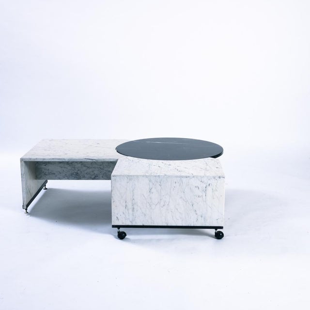Marble Black and White Rotable Coffee Table, 1980s For Sale - Image 11 of 18