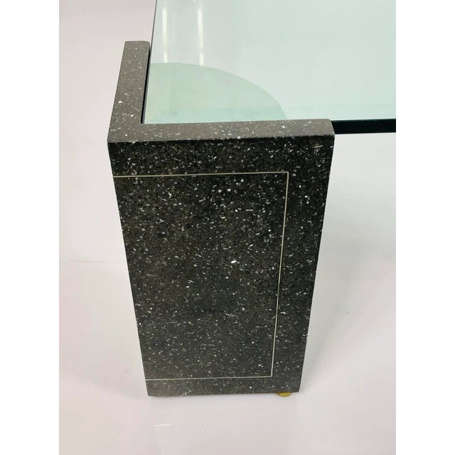 Terrazzo, Stainless Steel & Glass Coffee Table After Karl Springer, Usa 1970's For Sale In Los Angeles - Image 6 of 13