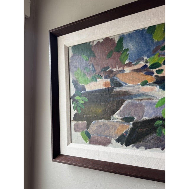 Mid-Century Modern Nils-Folke Knafve Swedish Abstract Landscape Oil Painting For Sale - Image 3 of 4