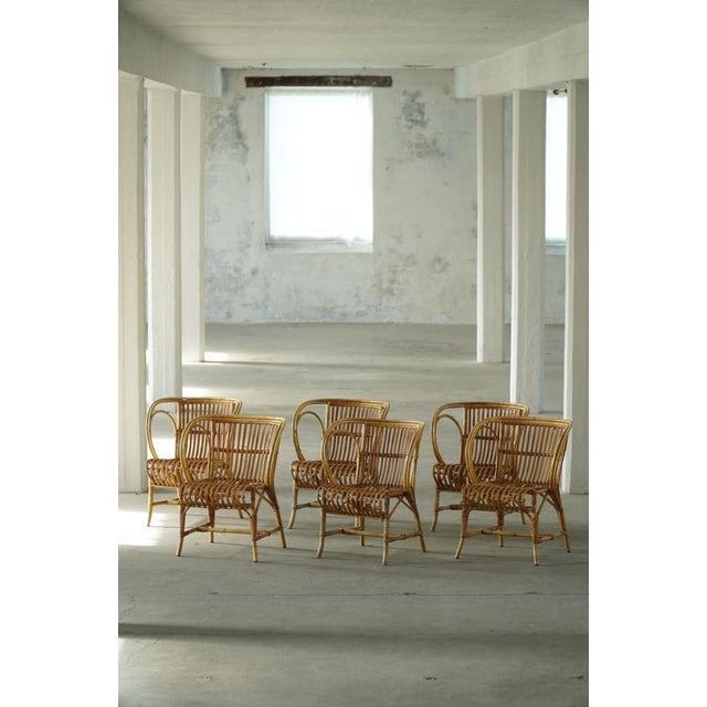 Danish Modern Bamboo Dining Chairs by Robert Wengler, 1930s, Set of 6 For Sale - Image 11 of 18