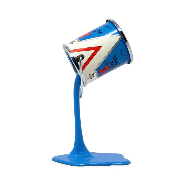 Postmodern Vintage Blue Pop Art Apc Pouring Paint Can Bank For Sale - Image 3 of 9