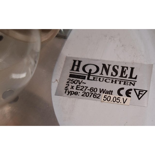 Metal Flat Vintage Ceiling Lamp with a Matt Glass Bowl in a Metal Mount by Honsel For Sale - Image 7 of 8