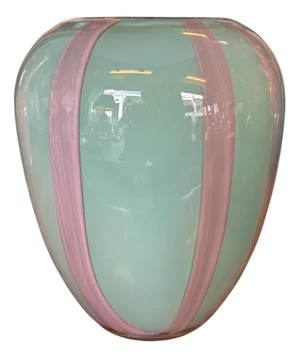 Purple Striped Celadon Vase in Blown Murano Glass by Henriette