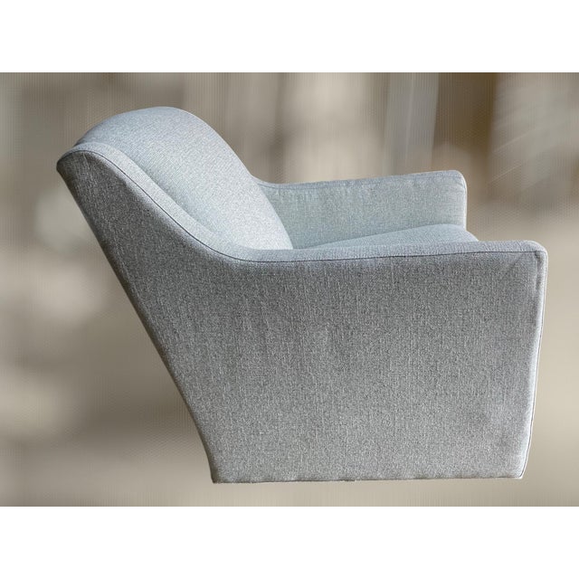 C. R. Laine Kendrick Swivel Chair in Thibaut Everly Spa Blue For Sale - Image 12 of 17