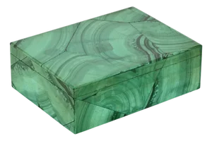 Mid-Century Modern Italian Jewelry Decorative Box in Green Malachite Marble, 1950s
