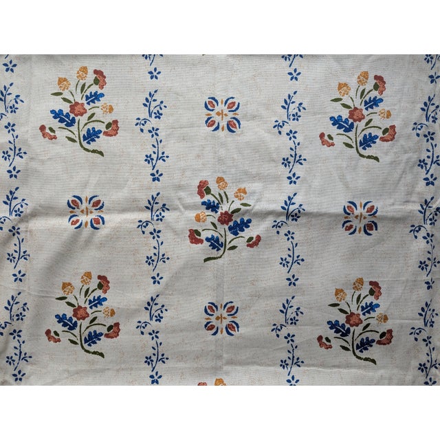 Vintage English Cottage Block Print Style Schumacher Fabric 1.8 Yards For Sale - Image 15 of 15