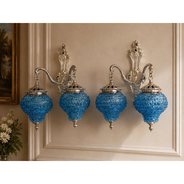 Metal 1990s French Artisan Louis XVI Silver Bronze Wall Lamps Sconces-Pair For Sale - Image 7 of 7