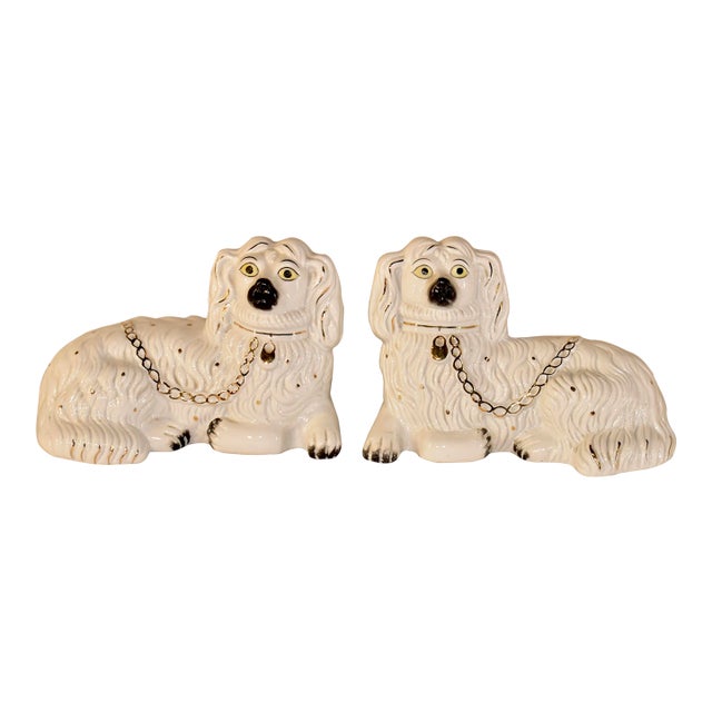 Pair of Recumbent Staffordshire Spaniels, C. 1960 For Sale
