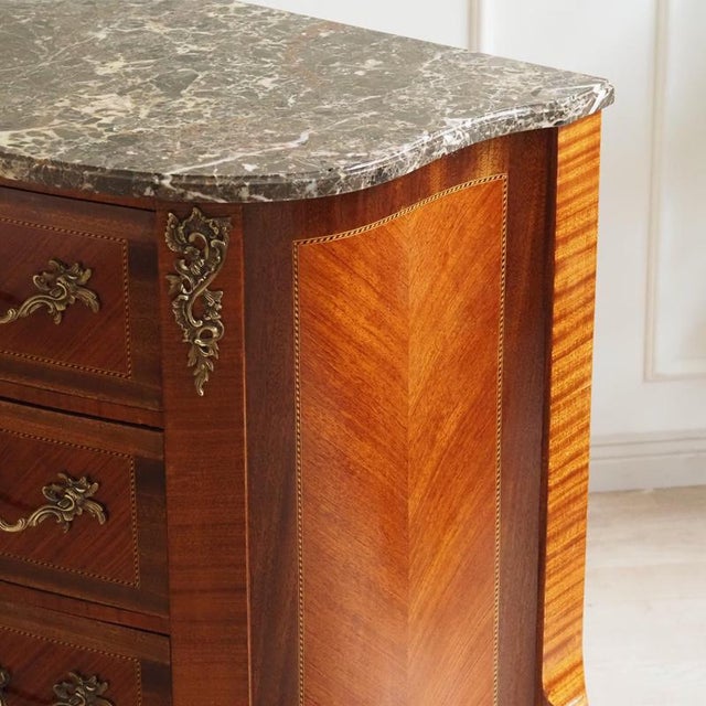 Baroque Antique French Chest of Drawers with Marble Top, 1800s For Sale - Image 3 of 17