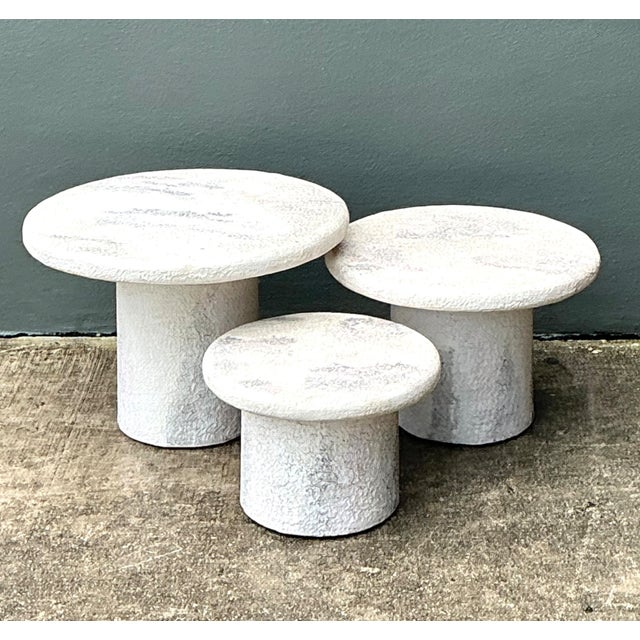 Vintage Textured Faux Stone Side Tables For Sale In West Palm - Image 6 of 12