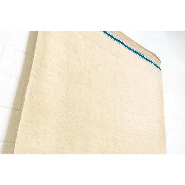 Vintage Moroccan Beige & Blue Striped Wool Kilim Floor Rug or Blanket, 5'10'' X 7’4'' For Sale In Detroit - Image 6 of 11