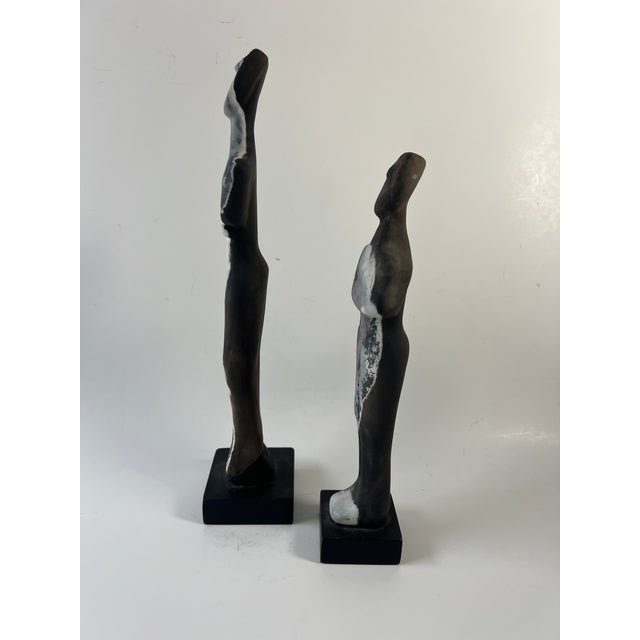 Late 20th Century Late 20th Century Contemporary ’Goddesses’ Cycladic Style Ceramic Sculptures by Cynthia Aldrich - Set of 2 For Sale - Image 5 of 6