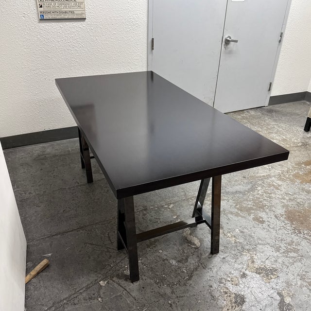 Metal Contemporary Saw Horse Base Table For Sale - Image 7 of 12