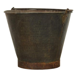 Antique Patinated Hammered Copper Bucket / Planter For Sale
