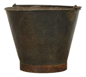 Antique Patinated Hammered Copper Bucket / Planter