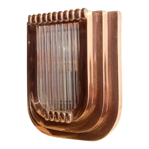 Vintage Art Deco Skyscraper Rod Ship Wall Sconce Fixture in Copper Brass & Glass