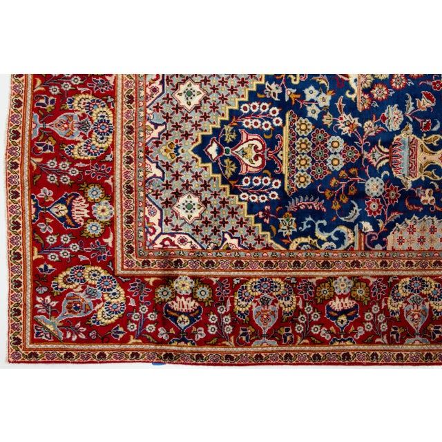 Textile Vintage Kashan Handmade Wool Rug in Navy Blue With Allover Motif For Sale - Image 7 of 10