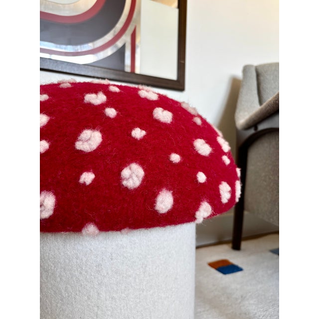 Mushroom Ottoman in Wool Fly Agaric For Sale - Image 12 of 17