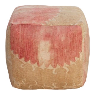 Kyzyl Antique Suzani Cube Ottoman For Sale