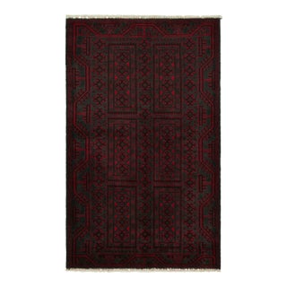 Rug & Kilim’s Baluch Tribal Rug in Deep Blue With Red Geometric Patterns For Sale