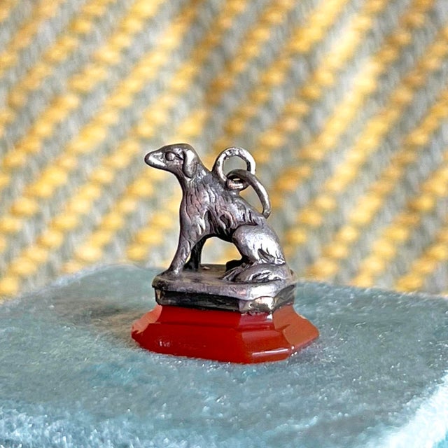 Metal French Silver Dog Fob on Carnelian Base, C. 1780 For Sale - Image 7 of 11