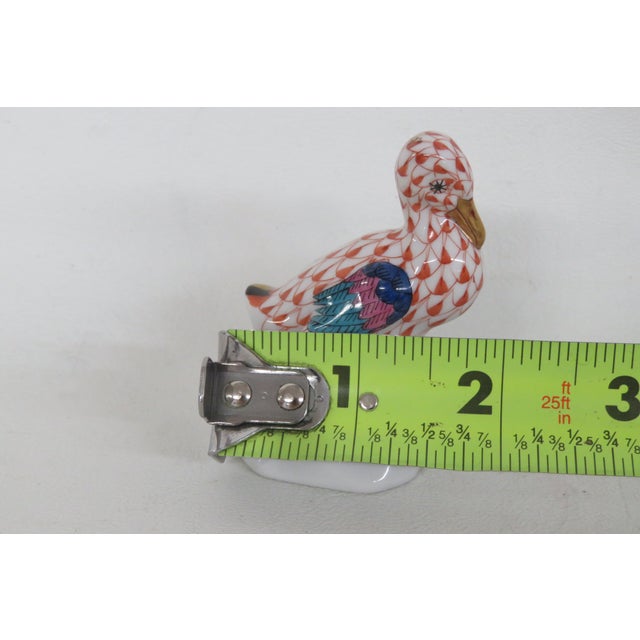 Herend Hungary Duck Figurine Hand Painted Red Fishnet Gilded Porcelain 4765b For Sale - Image 9 of 10