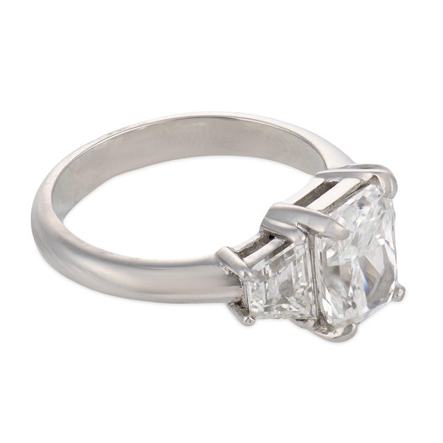 Mid 20th Century Vintage Gia 1.53 Carat Diamond Platinum Engagement Ring, Size 3.75 For Sale - Image 5 of 5