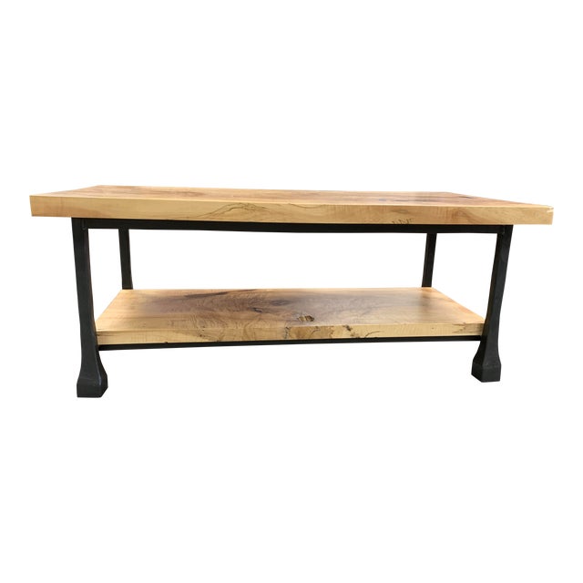 Industrial Restoration Hardware Knotty Wood & Iron Coffee Table Chairish