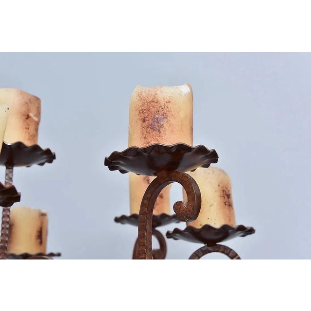 Late 20th Century Jan Barboglio Hand-Forged Rust Patina Iron 9-Light Floor Candelabra For Sale - Image 5 of 10
