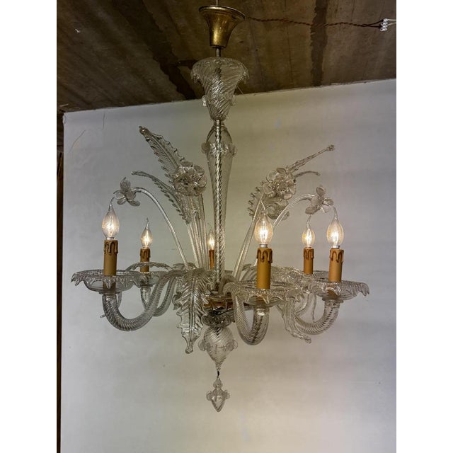 Metal Large Venetian Murano Art Glass Barrochi Chandelier from Barovier & Toso, 1940s For Sale - Image 7 of 13