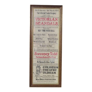 Vintage English Theater Framed Advertising Poster For Sale