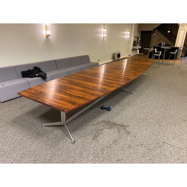 1970s Mid-Century Modern Exotic Endangered Rosewood 22' Conference Table For Sale - Image 4 of 5