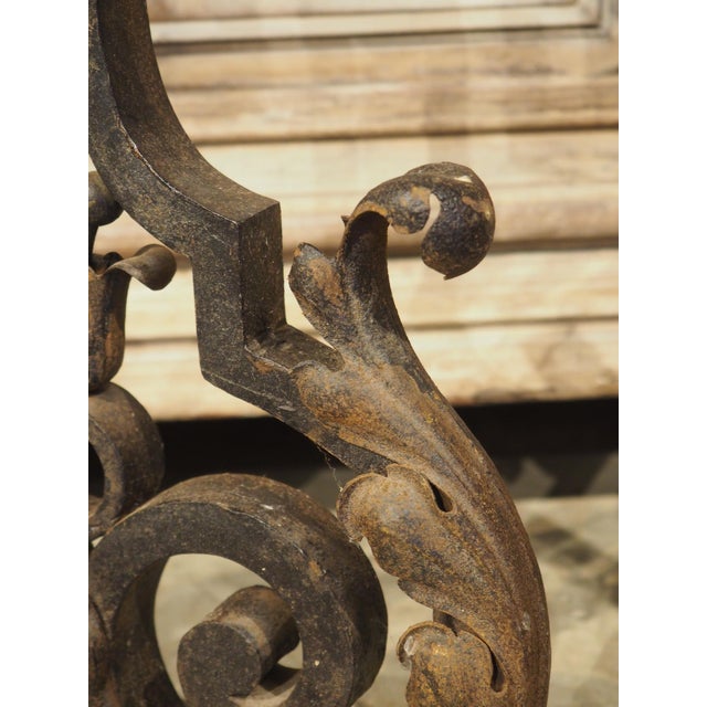 Pair of Decorative French 1940s Wrought Iron and Tole Fireplace Chenets For Sale - Image 14 of 18