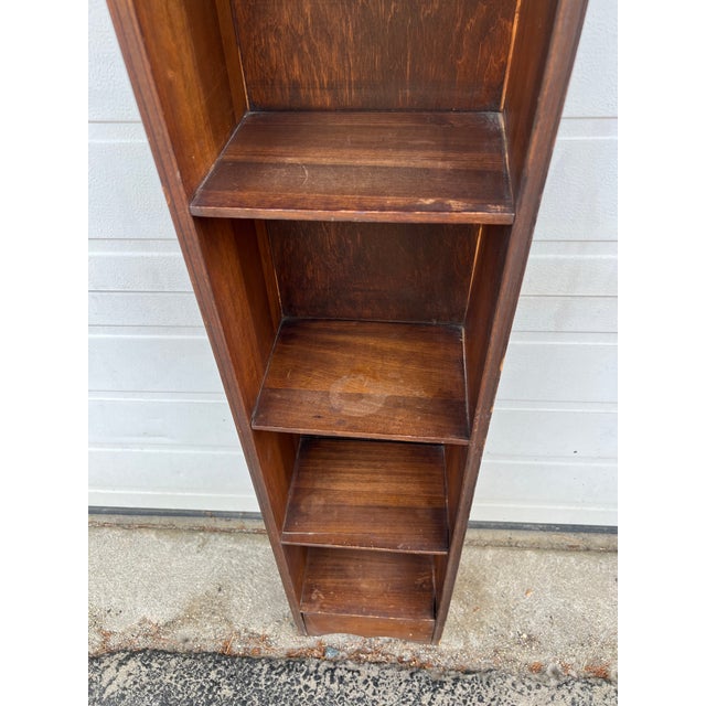 1950s Vintage Narrow Wooden Bookcase With Dark Finish For Sale - Image 5 of 7