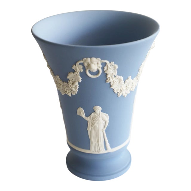 Vintage MCM Wedgwood Jasperware Trumpet Vase For Sale
