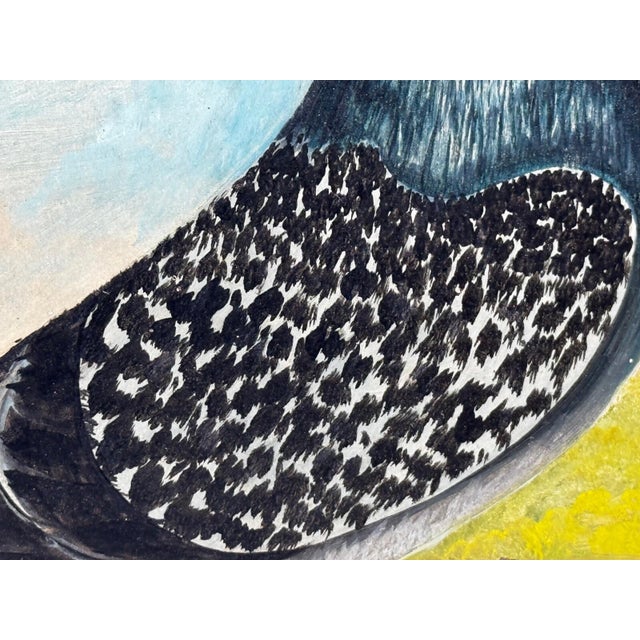 Sky Blue Circa 1930 British Folk Art Champion Racing Pigeons Oil Painting For Sale - Image 8 of 18