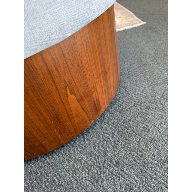 West Elm Drum Shaped Storage Ottoman, Light Taupe For Sale - Image 12 of 12