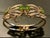 Mid-Century Modern Vintage Sorrento Gold-Washed Sterling Silver and Jade Filigree Hinged Bangle For Sale - Image 3 of 4