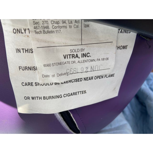 1990s Mario Bellini Vitra Figura Post Modern Purple Leather Desk Chair For Sale In Sacramento - Image 6 of 12