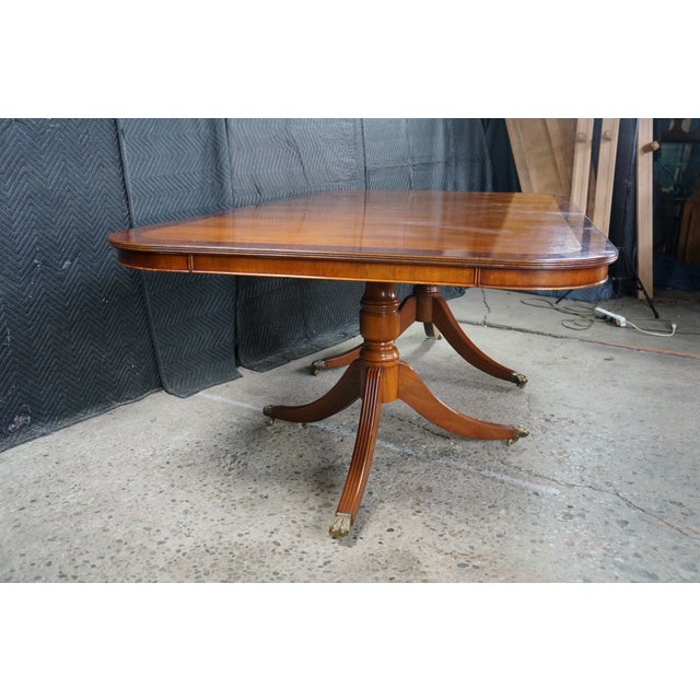Late 20th Century Handmade English Regency Style Walnut Burl Double Pedestal Banquet Dining Table 11' For Sale - Image 18 of 18