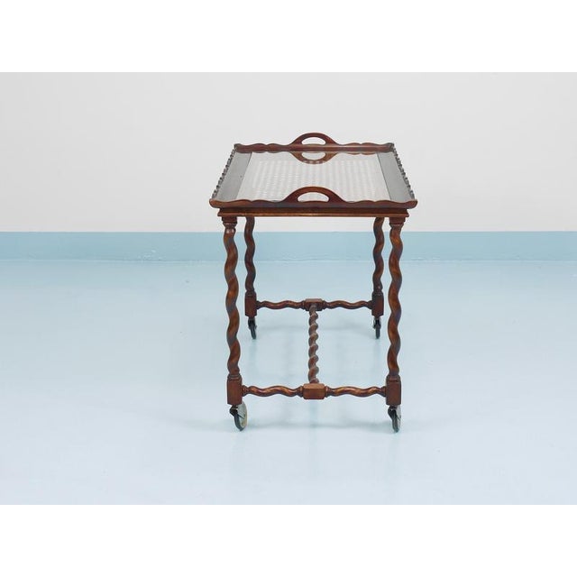 Vintage Italian Barley Twist Bar Cart Serving Trolley, Italy, 1920s For Sale - Image 12 of 18